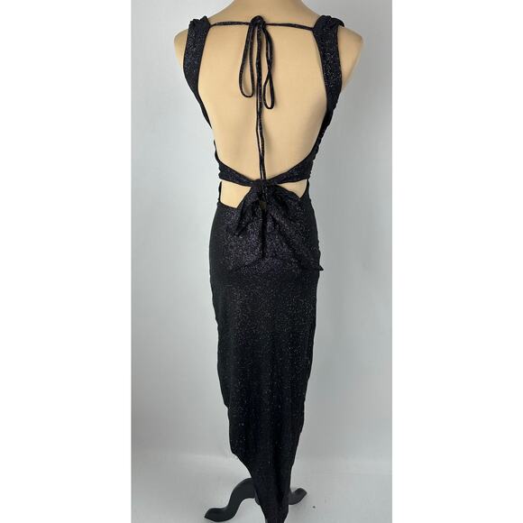 Lucy in the Sky Size XS Black Silver Glitter Dress Cocktail Party NYE Stretch - Picture 11 of 16